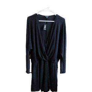 Express Women's Black Long Sleeve Lined Short Sparkle One Piece Romper Size XS